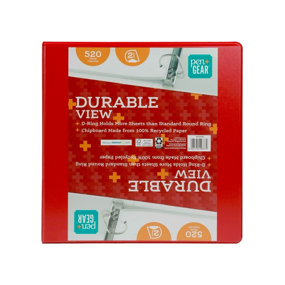 Two Durable View red binders by Pen Gear NWT
